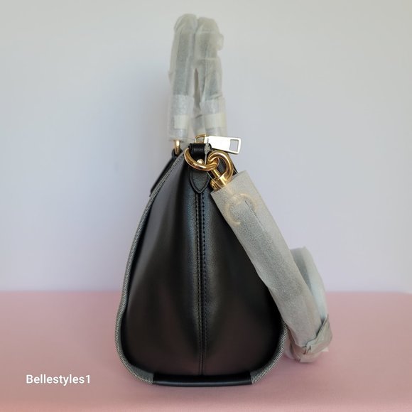 COACH Elise Badge Satchel In Jacquard & Refined Leather- Salt Black color ⭐ - Picture 7 of 16